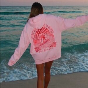 Pink Palm Puff Hoodie